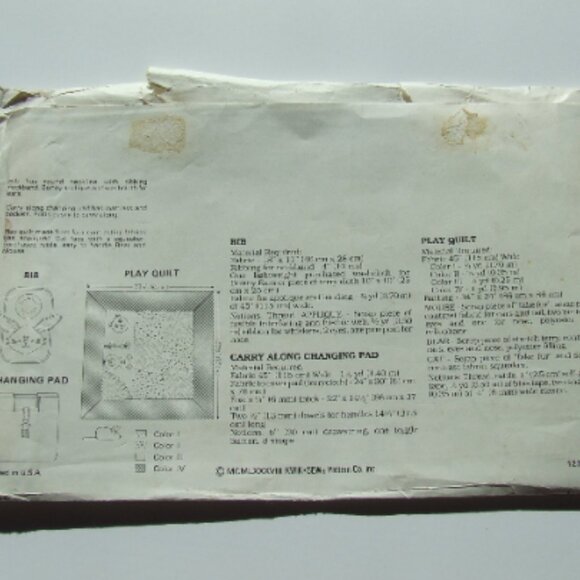 Baby linens sewing pattern Kwik Sew vintage uncut bib change pad play quilt toys - Picture 4 of 8